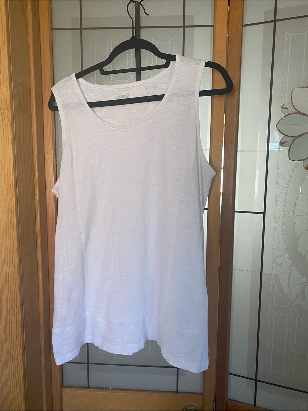 Lands' End White Scoop Neck Tank Top